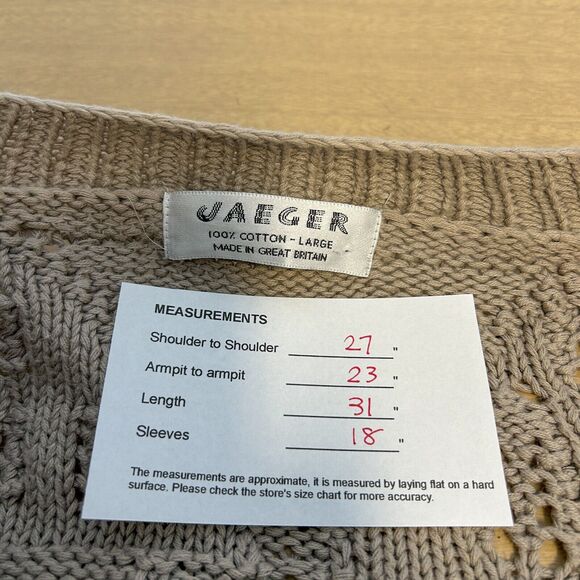 VTG 90s JAEGER Women Hand Knit Bobble Chunky Cardigan L Whimisgoth Fairy Grunge - Picture 14 of 16